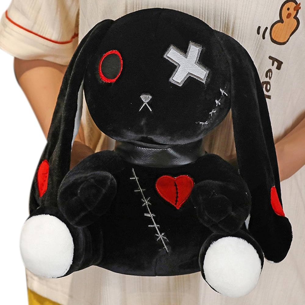ゴシック　ゴス風　白黒　ウサギ　ウーパールーパー　ぬいぐるみセット ぬいぐるみスモールサイズ Black Bun Bun 黒ウサギ | Furrybones